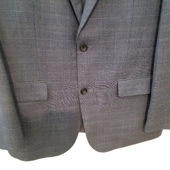 Joseph & Feiss Wool Blazer Sportcoat 42R Men's Plaid Blue Two Button - Picture 3 of 12